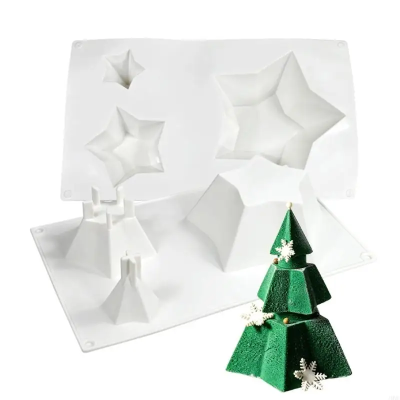 Fondant Molds for Cake Decorating Cupcakes Toppers 3D Christmas Tree Silicone Molds J0MC
