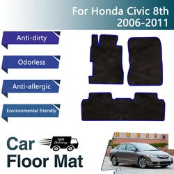 Luxury Car Floor Mats For Honda Civic 8th Gen FA FD 2006~2011 Dirt-resistant Pads Floor Carpet Set Tapetes Carro Car Accessories