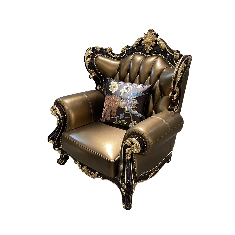 

European leather sofa 1234 combination high-end luxury luxury living room high-end court style villa solid wood furniture