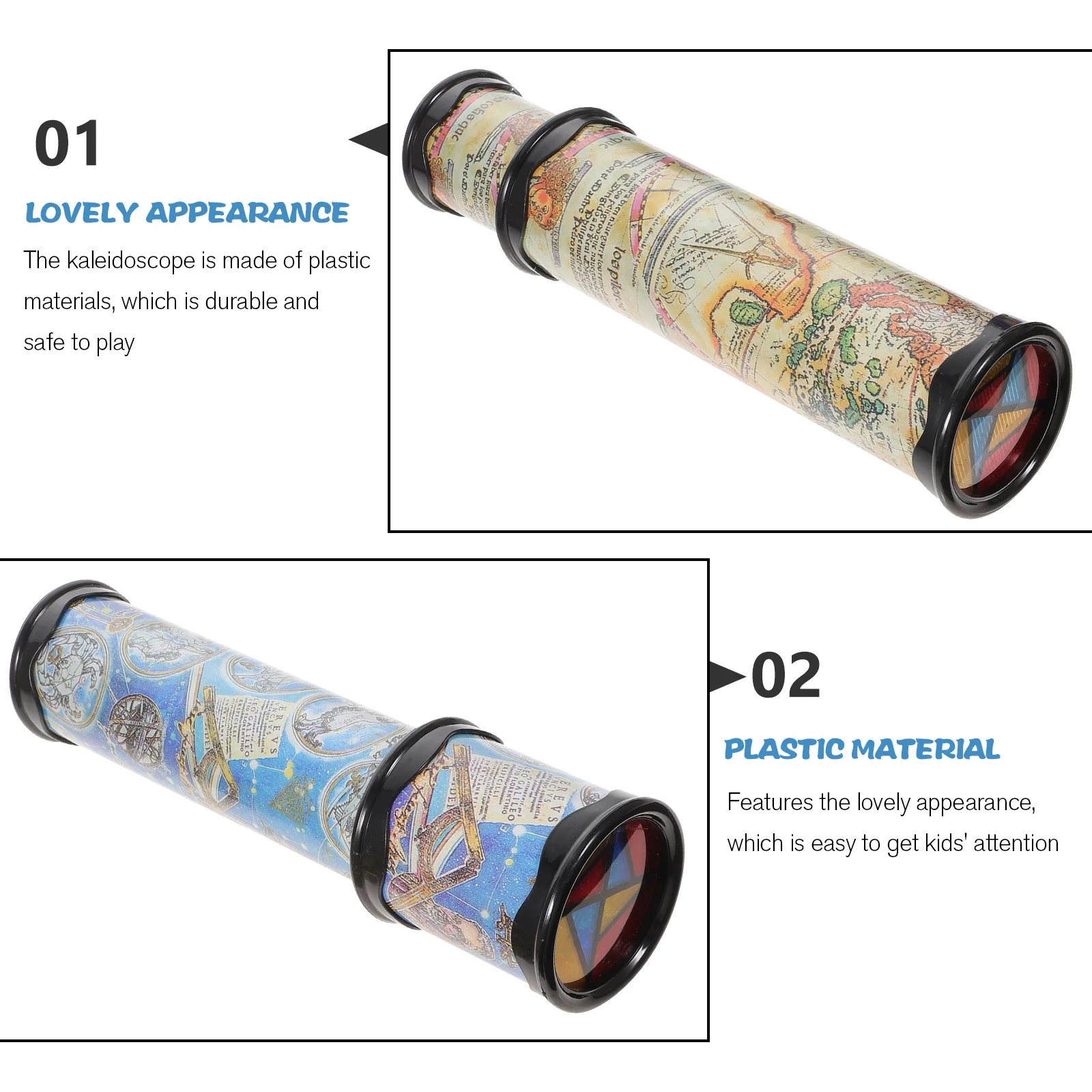 2pcs Rotating Kaleidoscope For Kids Plastic Educational Parent-Child Interactive Plaything Kaleidoscope Scope Children