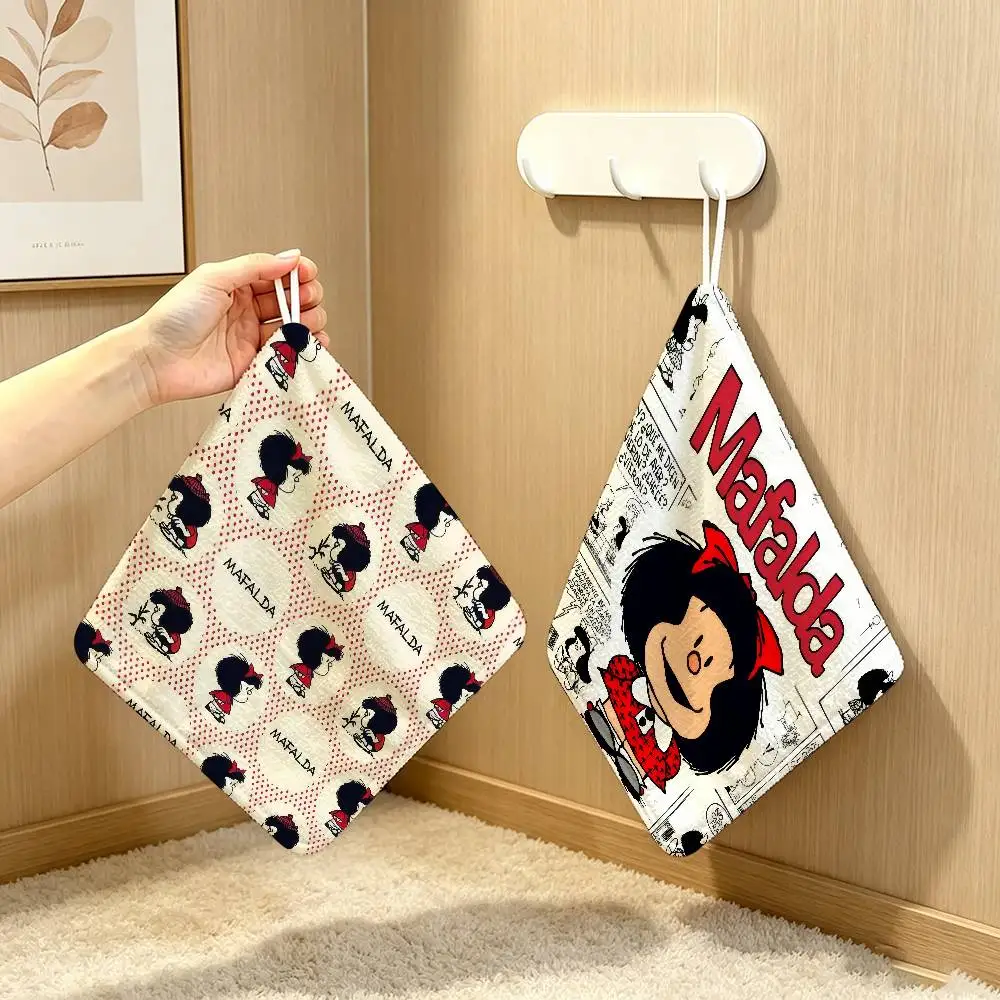 Cute Cartoon M-Mafalda Towel Anime Polyester Hanging Kitchen Hand Towel Durable Wear Resistant  Versatile Use Throughout Home