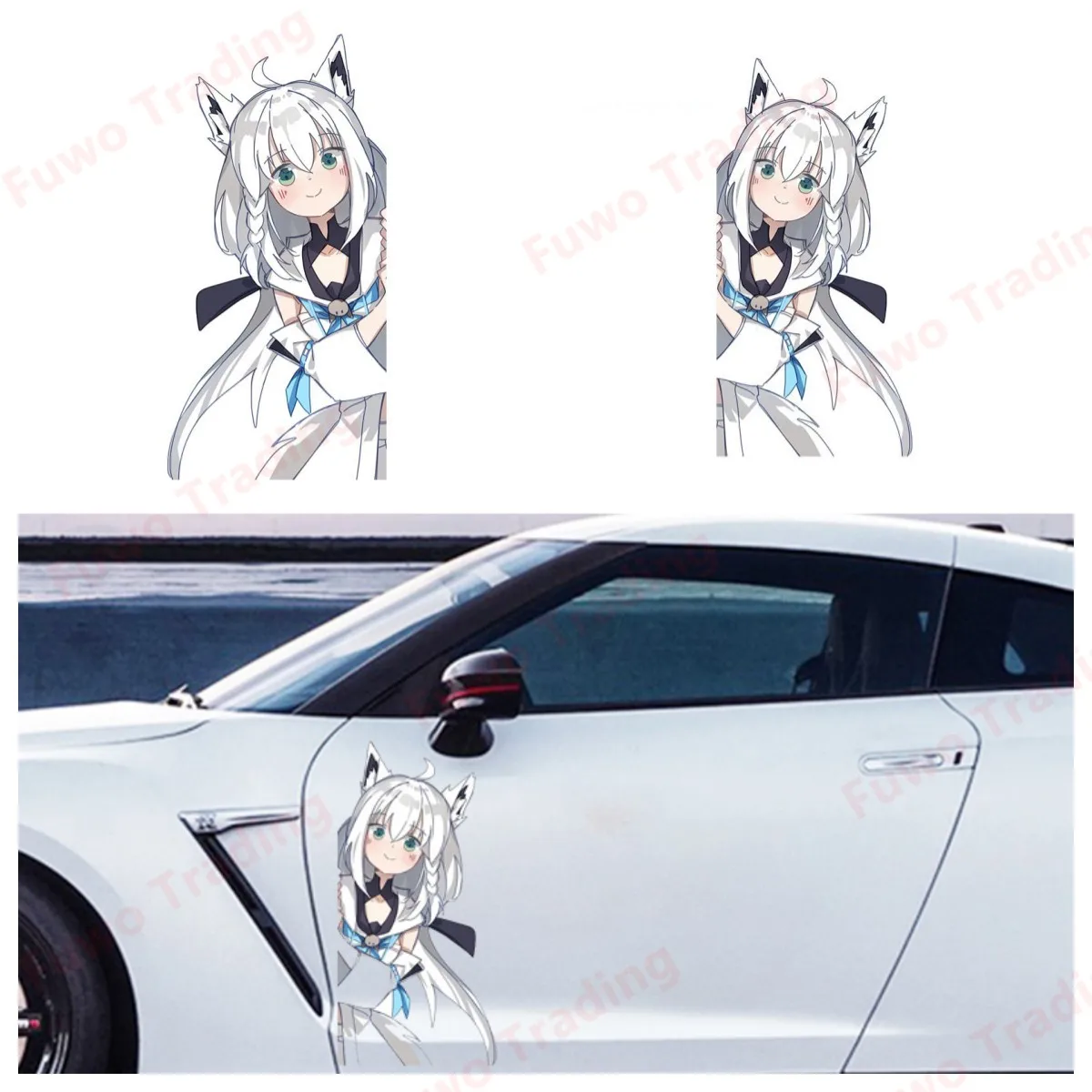 

Fashionable Fubuki Hololive Car Stickers Anime Creative Decals Scratch-Proof Vehicle Surfboard Decor Car Label