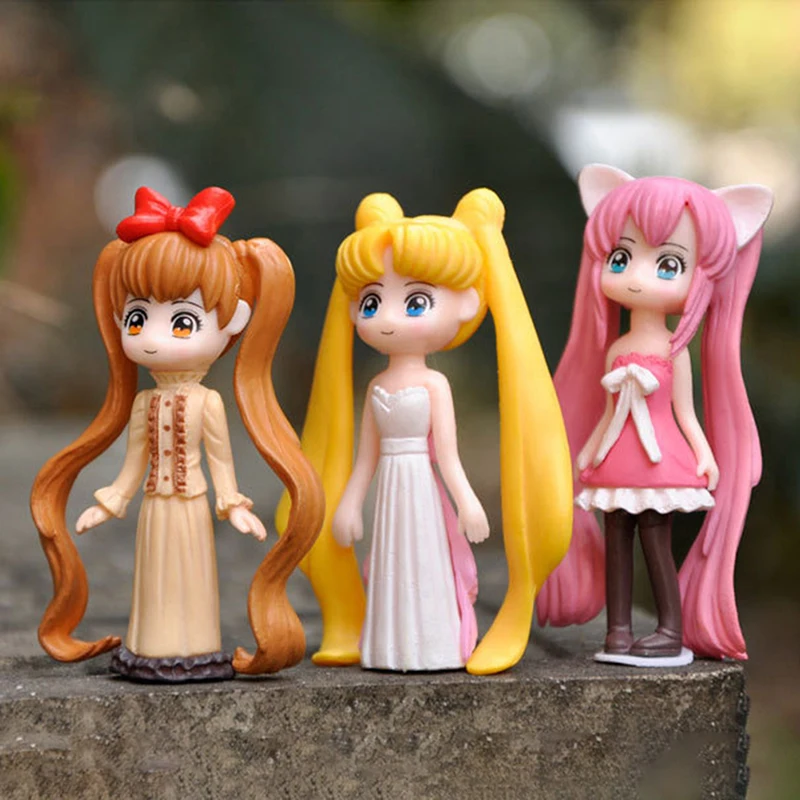 Anime SAILOR MOON Girl Figure Q Version Tsukino Usagi Action Doll Collectible Figure Toys Cake Decorations