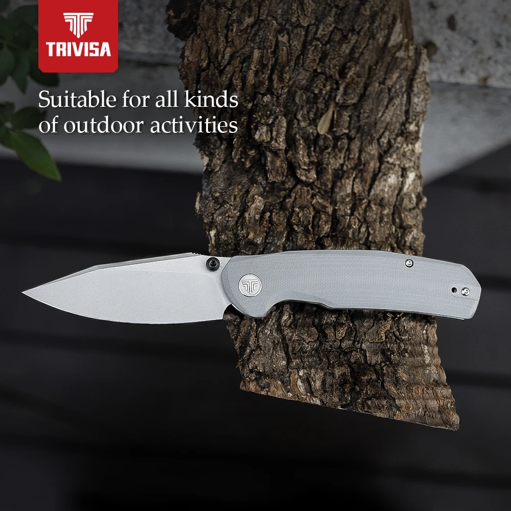 TRIVISA EDC Folding Knife for Men, Axis Pocket Knife with Clip，3.34” 14C28N Steel ,Stonewash Blade,G10 Handle.Camping Tool