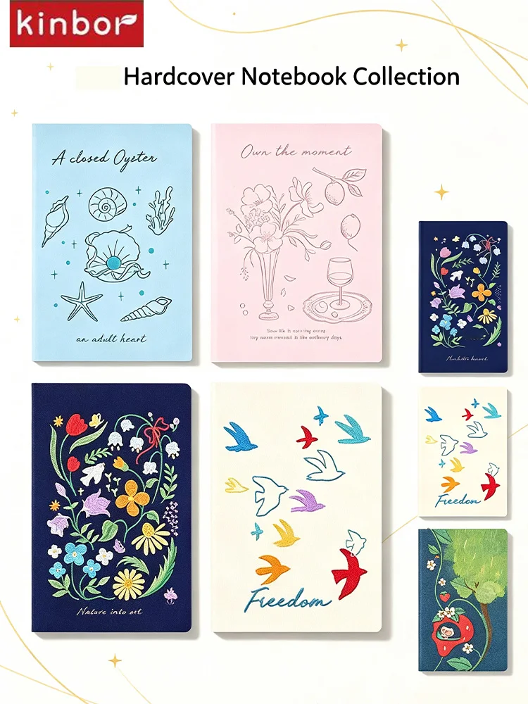 Kinbor B6 Hardcover Weekly Monthly Planner Notebook Floral Embroidered Cover 96 Sheets 80gsm Journal School Office Travel Gifts