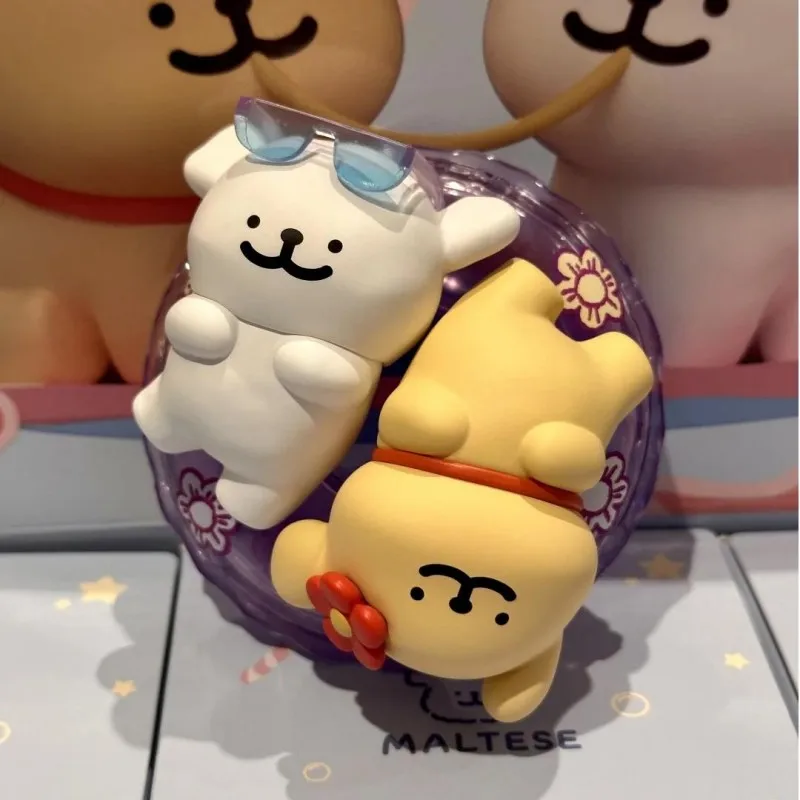 Maltańczyk Happy Moment Seria Blind Box Line Puppy Kawaii Mystery Box Surprise Bag Dog Doll Action Figure Decor Ornament Gift Toys