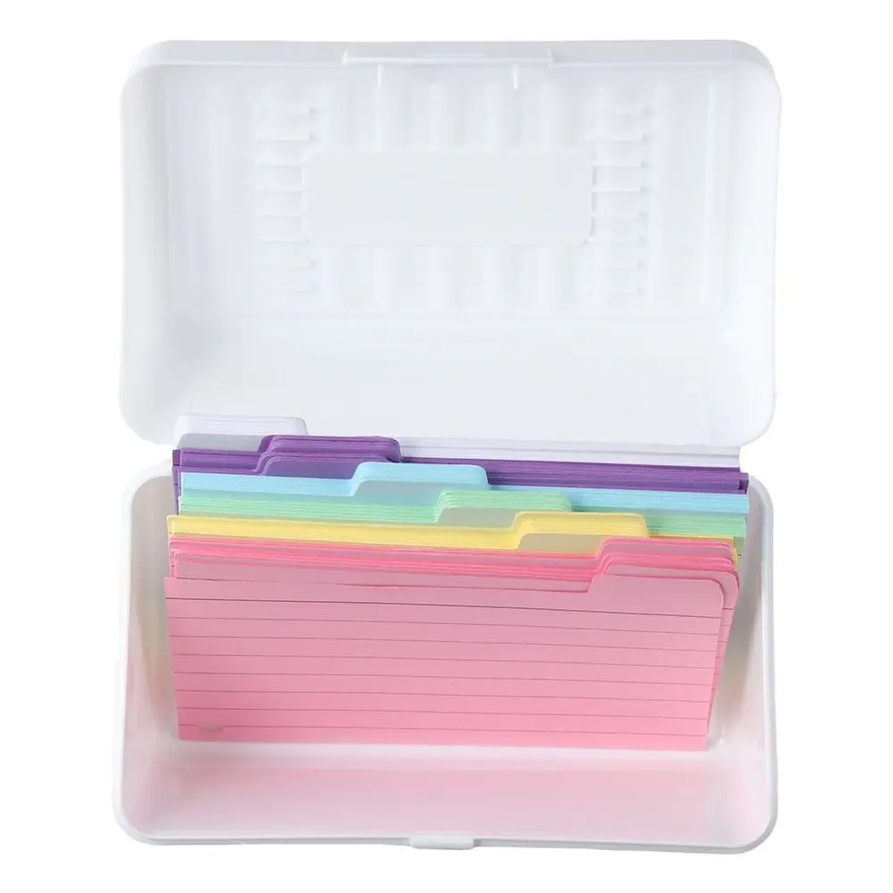 150PCS Tabbed Index Cards Flash Card Dividers Cards with Storage Box and 8PCS Rings for Office Business Desk Organizers