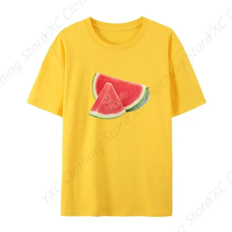 Summer Men's Short Sleeved Fun Fruit Watermelon Print men's T-shirt- Short Sleeve Crew Neck Soft Fitted Tees S - 6XL Fresh