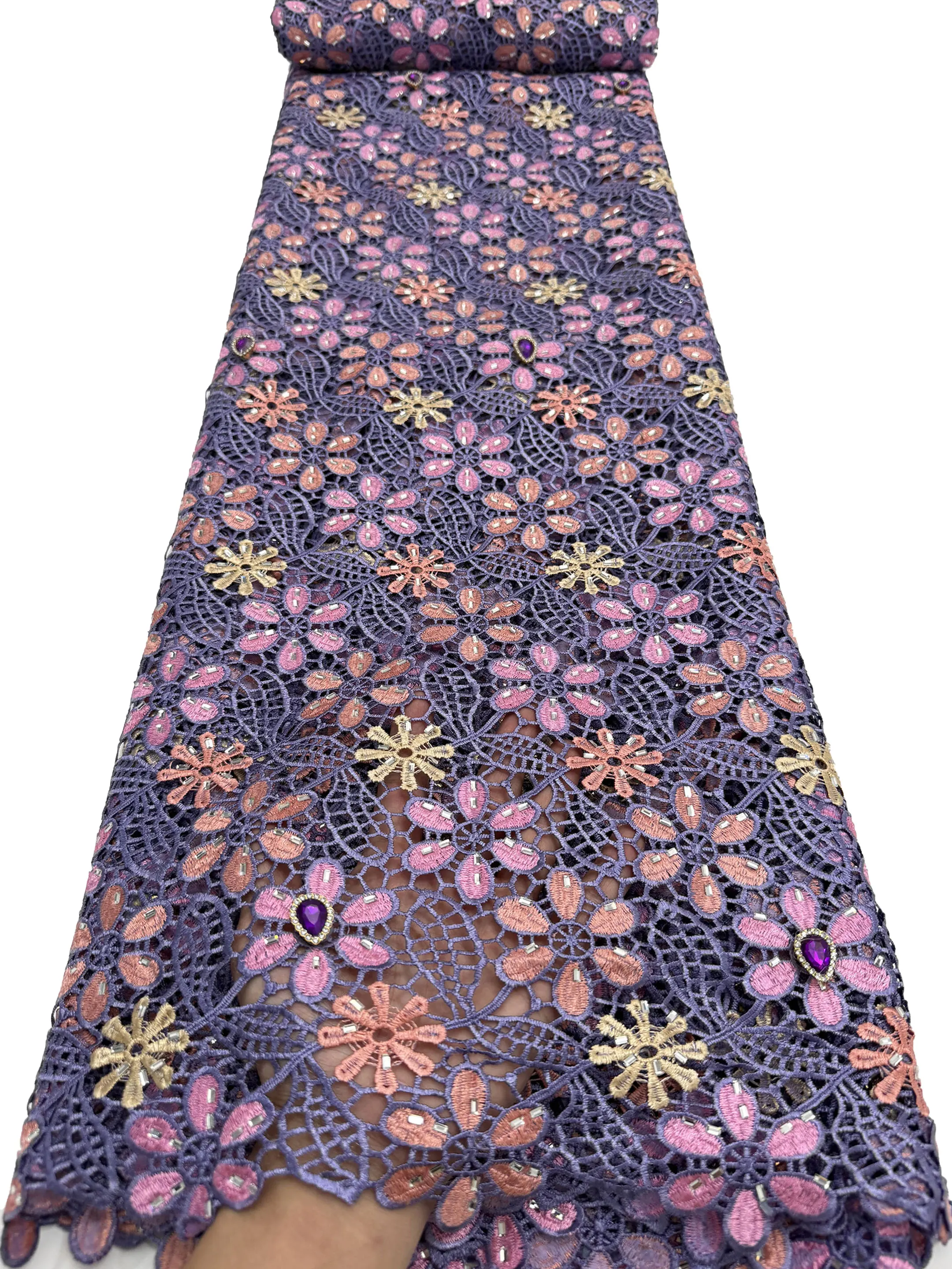 2026 Asoebi Multicolour Water Soluble Chantilly Embroidery Cord Guipure Lace Fabric Swiss Voile Lace For Wedding Party Dress Sew