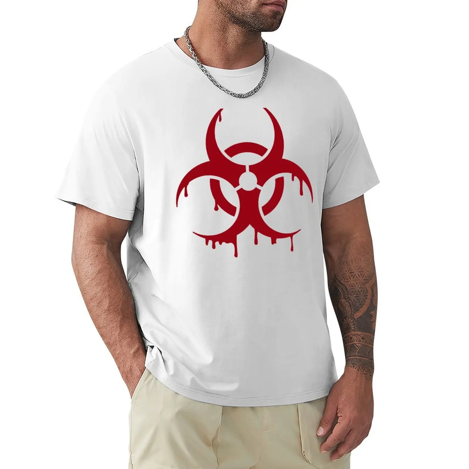 

Biohazard Blood Danger Symbol T-Shirt aesthetic clothes Short sleeve tee korean fashion designer t shirt men