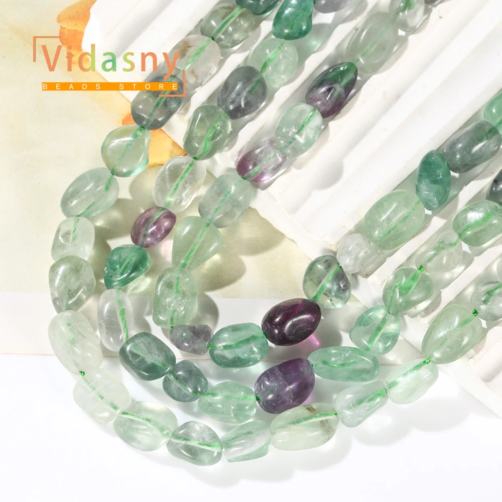 8-10mm Naturstein Grüner Fluorit Unregelmäßige Ovale Lose Perlen für Schmuckherstellung Handgefertigte DIY Armbänder Zubehör – Detail 8