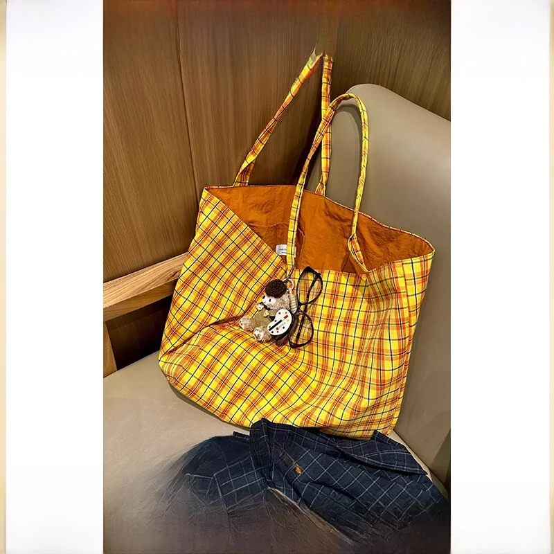 

Retro Large Capaci Canvas Tote Bag Women's Double-Sided oulder Bag Lightweight Canvas Bag Briti Sle Leisure Commuting