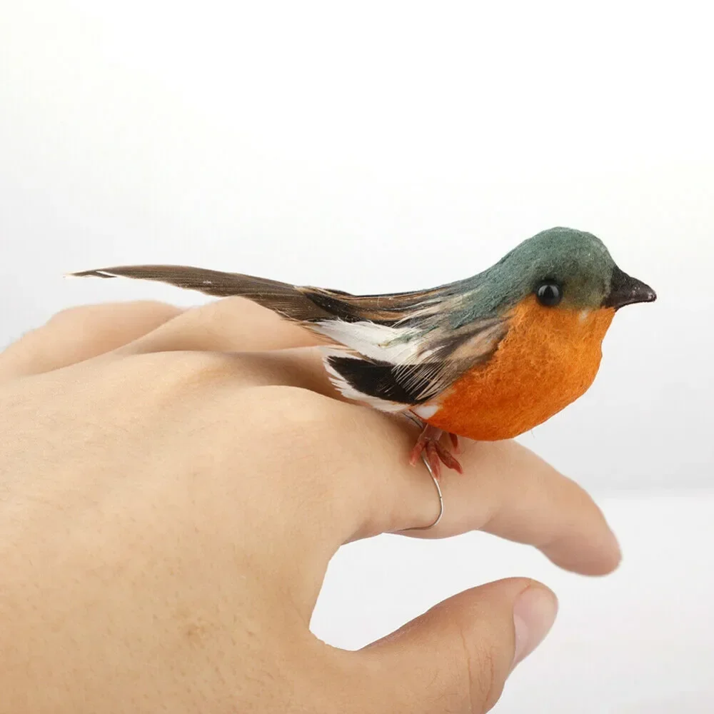 1pc Artificial Robin Bird Decoration Feather Bird Craft Ornament Simulation Robin Bird Garden Ornaments Deco Jardin Féerique