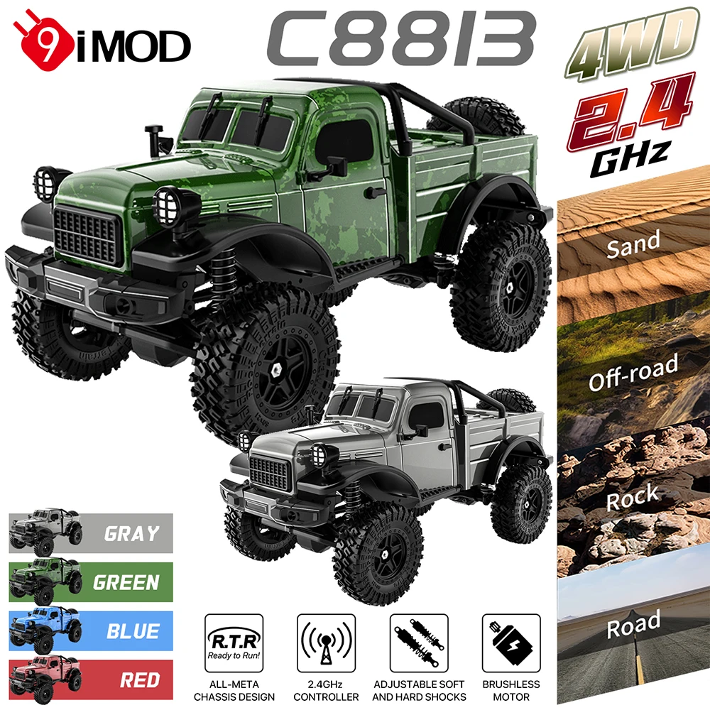 

9IMOD C8813 1/18 RC Car 2.4G 4WD 100m Climbing For Sandy Area Hill Side Grassland Paved Road
