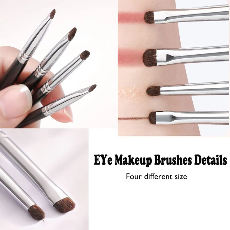 4Pcs/Set New Precise Detail Eyeshadow Brush Soft Horse Hair Eyelid Highlighter Lying Silkworm Makeup Brushes Eyes Make Up Tools gallery 4
