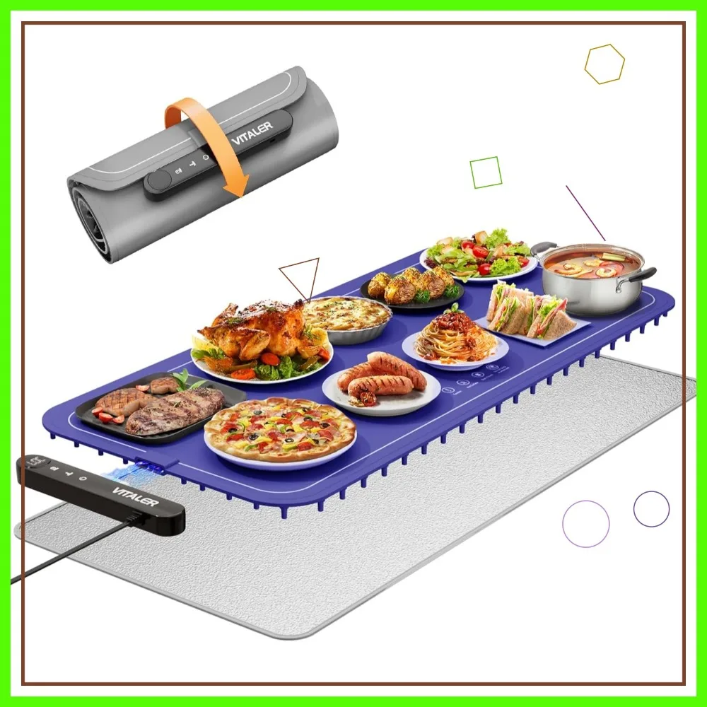 

Electric Food Warming Mat, XXL 35x16 inch, Fast Full-Surface Heating, 6 Temp Levels & Timer