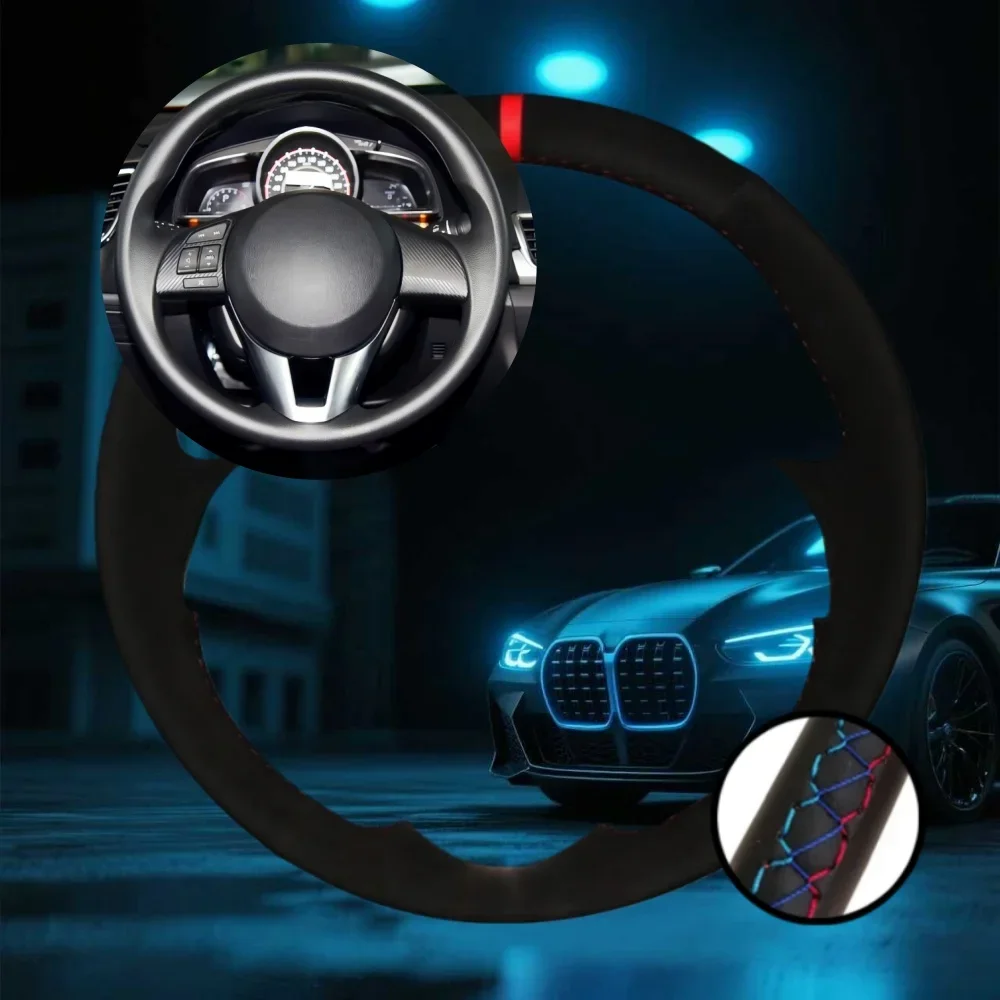 

Индивидуальный чехол на руль автомобиля для Mazda 3 Axela Mazda 6 Atenza Mazda 2 CX-3 CX3, автомобильные аксессуары, сшитая вручную накидка на руль