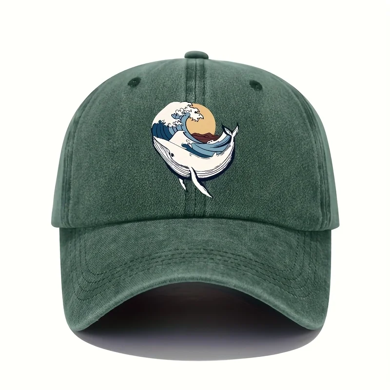 Adjustable Baseball Caps with Surfing and Wave Patterns for Both Men and Women, Suitable for Sports and Casual Wear