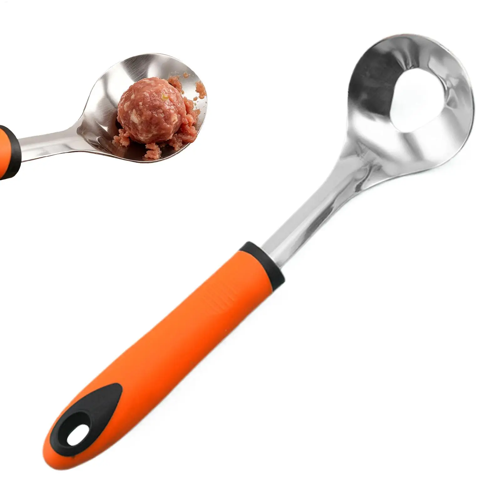 Meatball Making Spoon Stainless Steel Long Handle Manual Scoop Household Meatball Maker Spoon For Mashed Potatoes Kitchen Tool