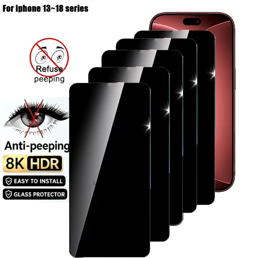 1-5 Stück Vollständiger Sichtschutz-Displayschutz für iPhone 18 Pro 17 16 15 14 Pro Air 11 Pro Max Gehärtetes Glas für iPhone 13 12 6 XR