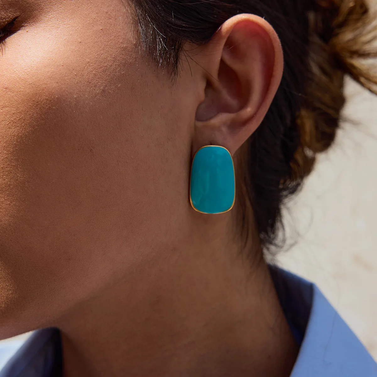 

Fashion Colored Enamel Color Geometric Stud Earrings 18K Gold Plated Stainless Steel Waterproof Earring Women's Jewelry Gift