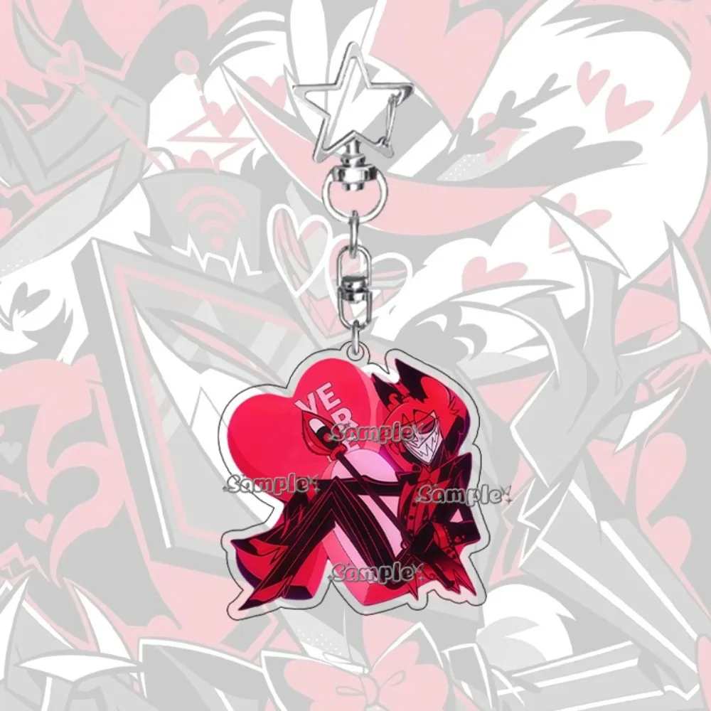 Anime Hazbin Hotel Angel Dust Valentino Alastor Couple Acrylic Keychain Pendant Cartoon Students Backpack Pendant Gift Ornaments view 5