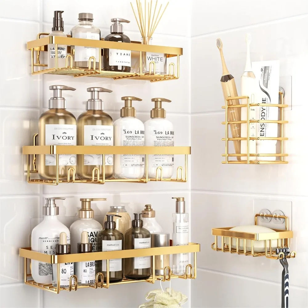 

Shower Caddy Organizer Rack Shelf for Inside Shower, Self Adhesive Wall Storage Basket Rustproof Stainless Steel Shampoo Holder