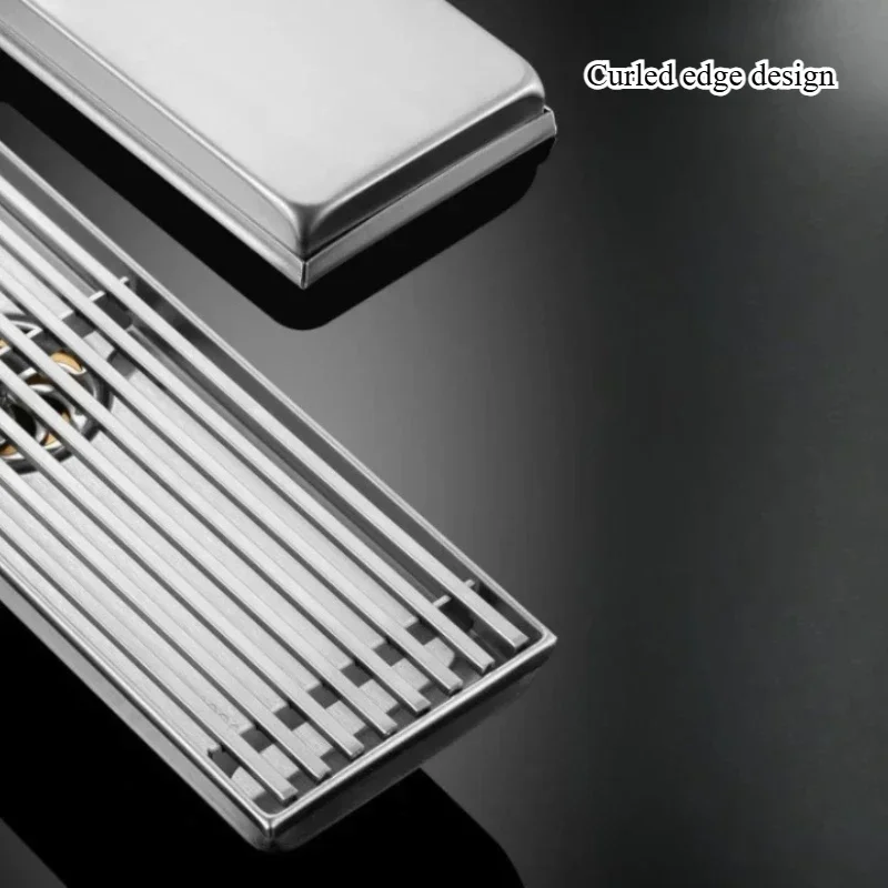 304 stainless steel 8.5cm wide long strip floor drain, bathroom shower grille, linear rectangular anti odor floor drain