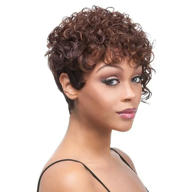 

Brown Blonde Curly Synthetic for Black Women Short Wig