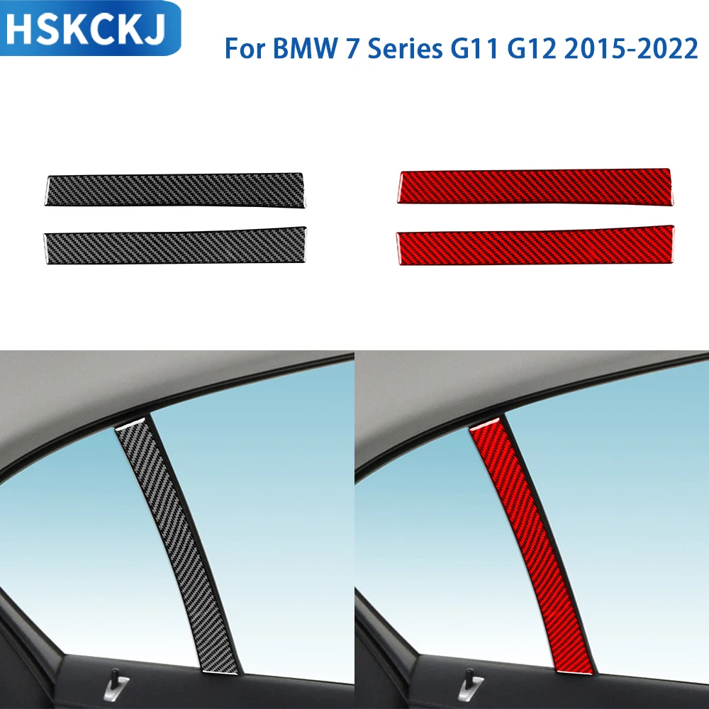 

For BMW 7 Series G11 G12 2015-2022 Accessories Real Soft Carbon Fiber Car Inner C-pillar Panel Cover Trim Sticker