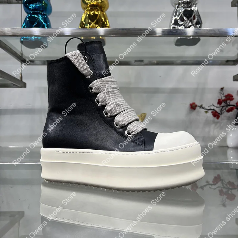 

Ro Casual Shoes Men High Top Leather Giant Lace Up Luxury Designer Sneaker Owen Women Thick Sole Heightened Elevator Ankle Boots