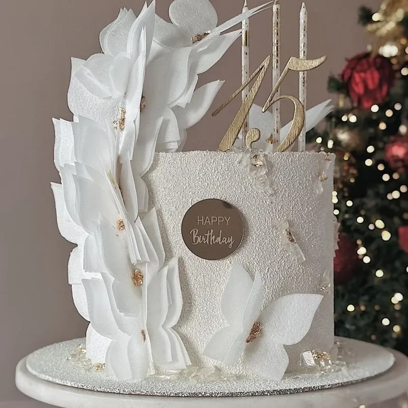 10 Stücke Gold Geburtstag Party Kuchen Dekoration Acryl Runde Kuchen Topper Alles Gute Zum Geburtstag Geschenk Dekor Cupcake Dessert Zubehör Werkzeuge – Detail 5