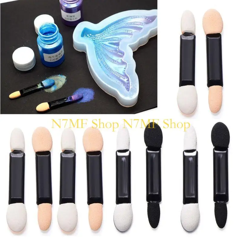 N7MF 50pieces مزدوجة العيون ظلال الظل الإسفنج آفاق العين جبين مكياج الفرشاة المحمولة أداة راتنج راتنج