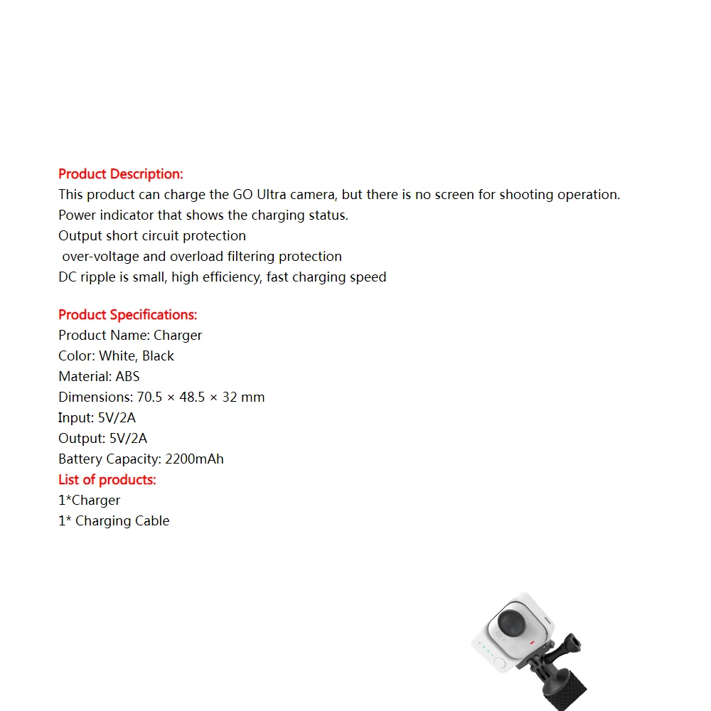 

Charging Mount Case For Insta360 GO Ultra Sports Camera Protective Frame Base with Charging Cable &Magnetic Attachment Design