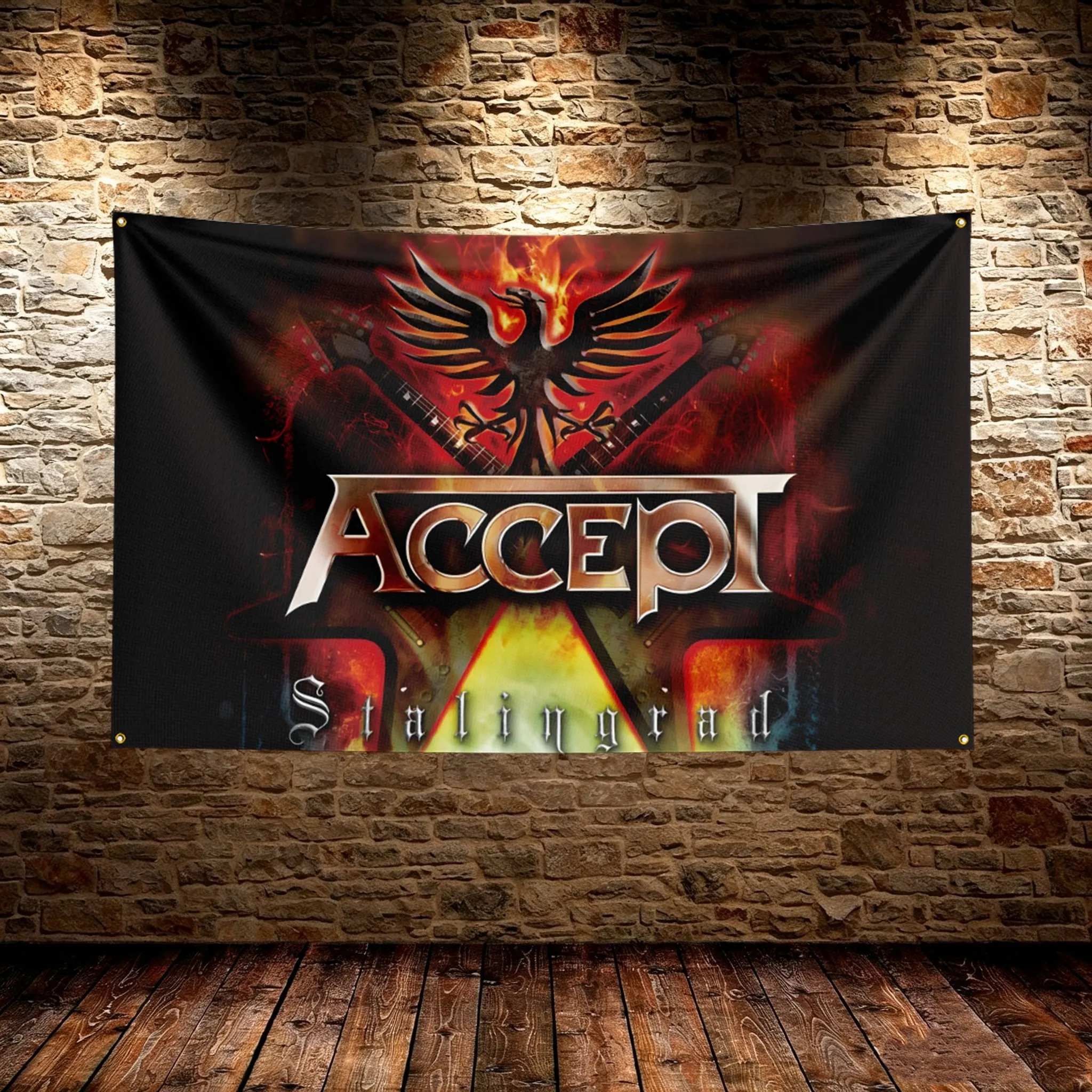Accept Music Flag HD Printed Fade Resistant Hanging Banner For Yard Camping Indoor Livingroom Wall Home Festival Party Decor