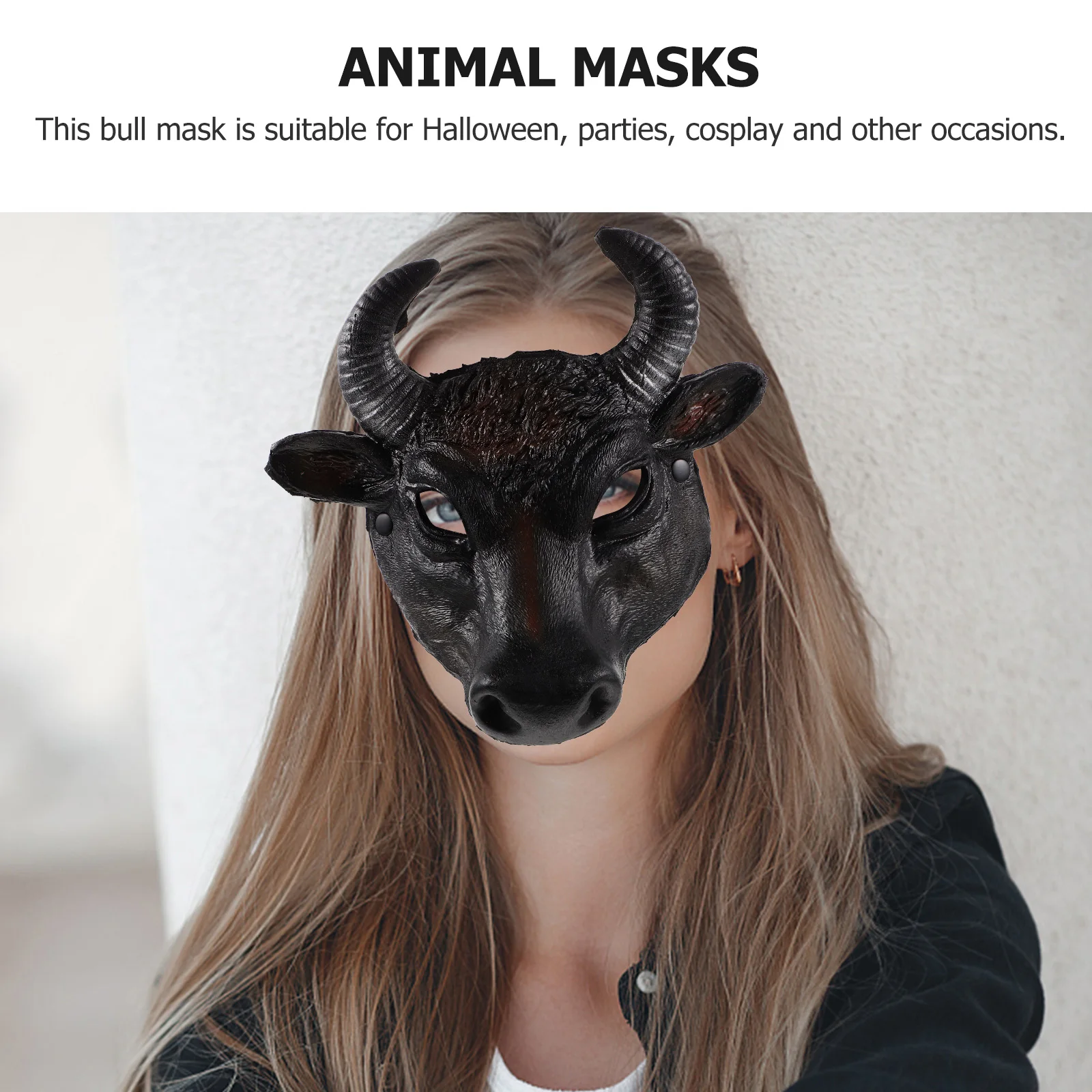 

Animal Masks Bull Mask Comfortable Pu Material Adjustable Headband Halloween Party Cosplay Costume Prop Color