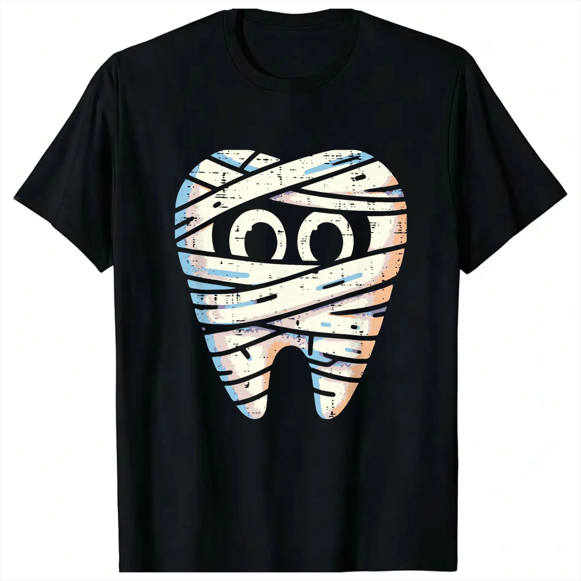 Men Halloween Dentist Mummy Tooth Dental T-Shirts  Cotton Clothing Summer Short Sleeves T-Shirt O Neck Hip Hop Pattern Tee Shirt