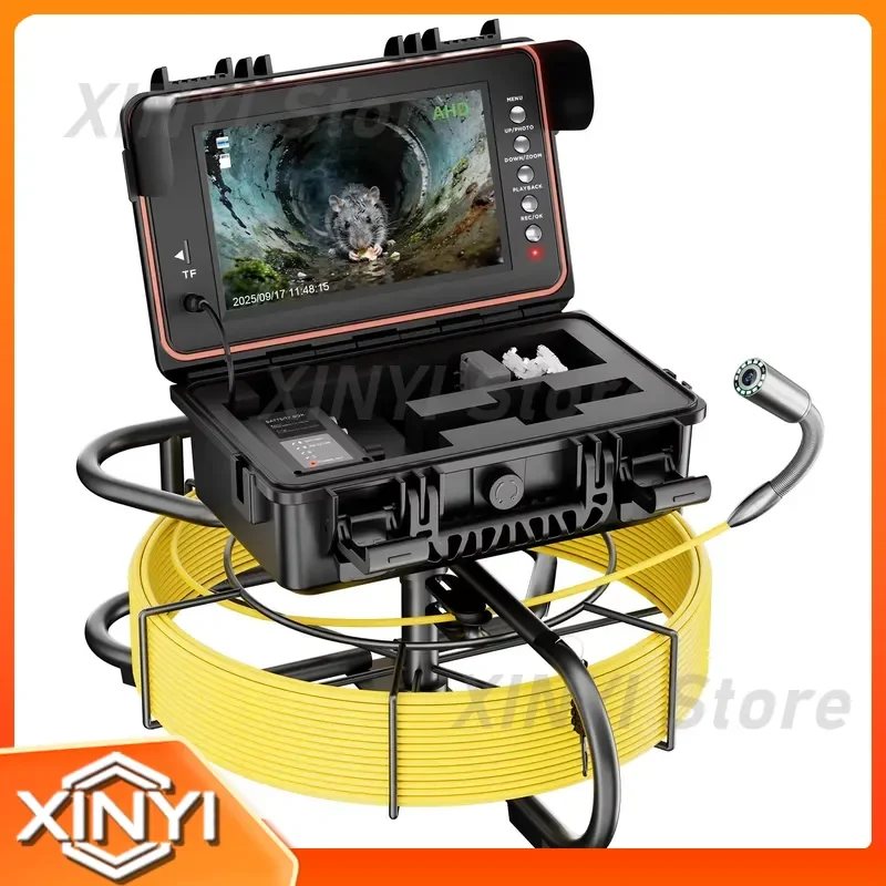 for Screen Distance Counter 7mm Cable 512Hz 1080P Self-Leveling Video Plumbing Pipeline Drain Pipe Inspection Camera