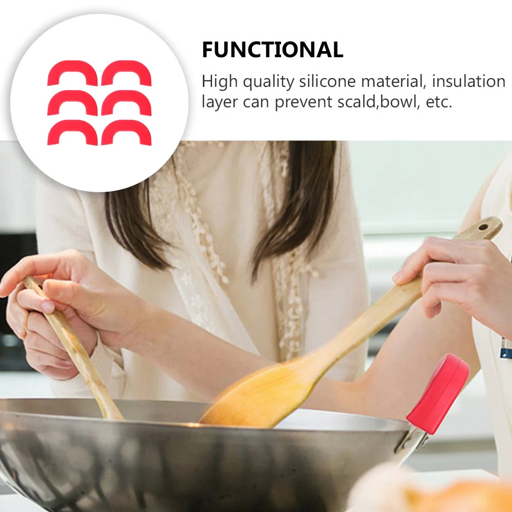 

6Pcs Heat Resistant Silicone Pot Handle Covers Anti-Scald Pot Grip Sleeve Kitchen Oven Gloves Potholder Protector Non-Skid