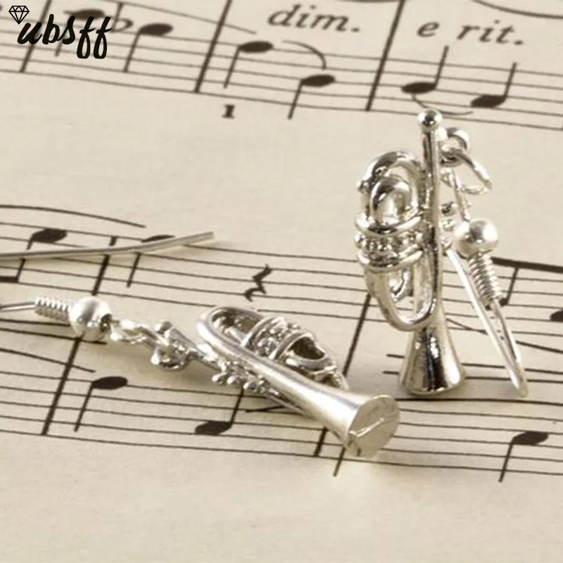 1pair Women's Tiny Trumpet Earrings Instrument Europe Themed Music Jewelry Femme Homme Bijoux Cute Earring