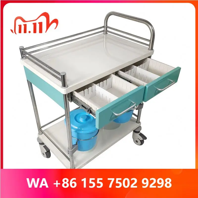 Double-layer, double-drawer steel-plastic multifunctional medical cart