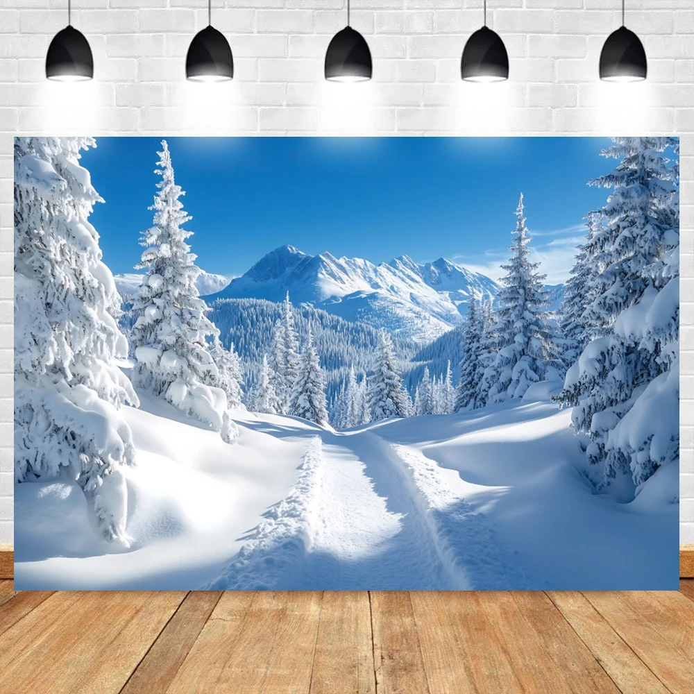 Christmas Photography Backdrop Forest Winter Snow Castle Pine Tree Adult Girl Winter Party Portrait Decor Photo Background Props