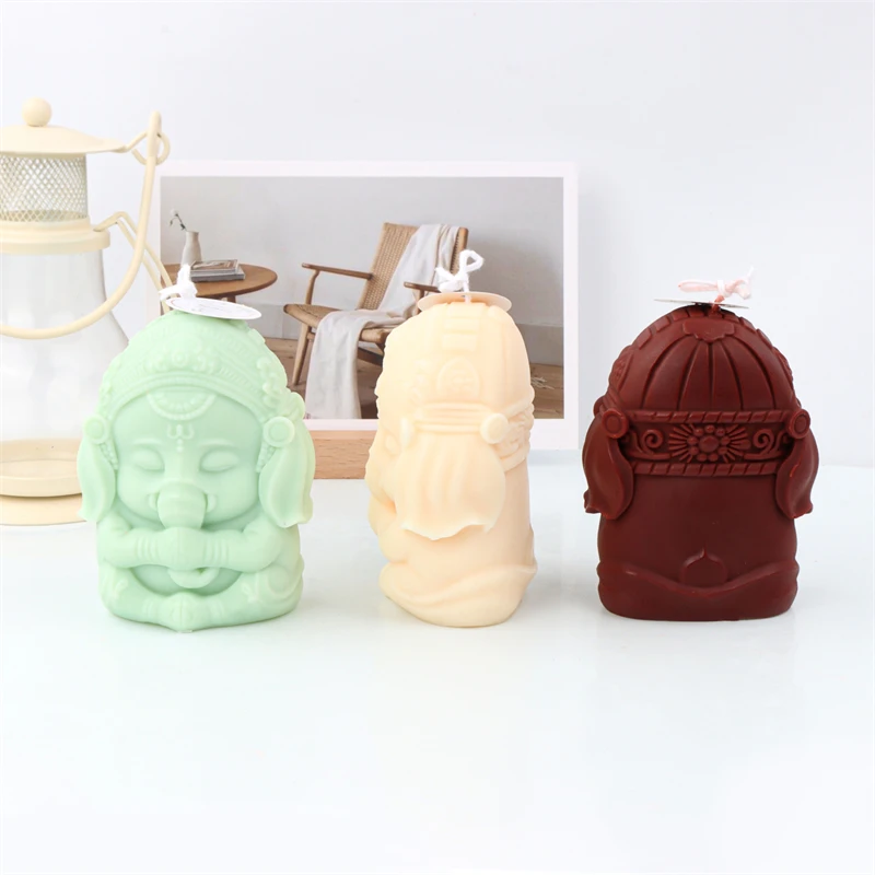 Wealthy Elephant Candle Silicone Mold 3D Ganesh Elephant Wax Resin Epoxy Plaster Mould DIY Handmade Gift for Table Decoration