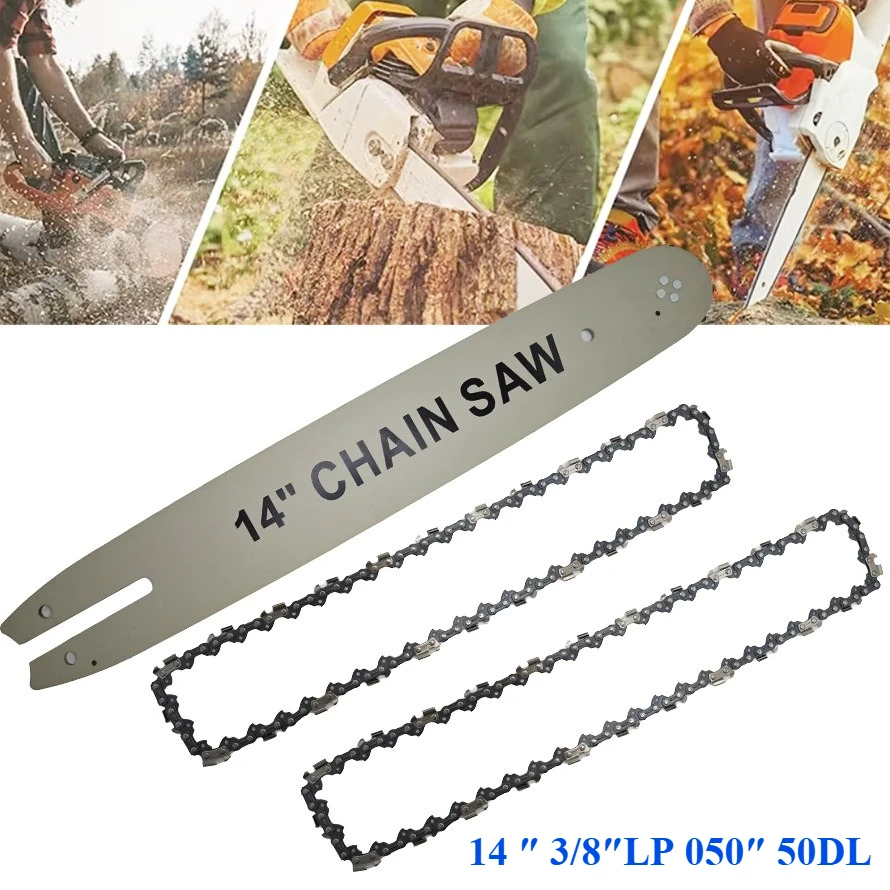 14 Inch Chainsaw Guide Bar & Saw Chain 3/8LP 050 50DL For STIHL MS170 MS180 MS230 MS250 Part 2 Chains or 1 Bar+2 Chains or 1 Bar