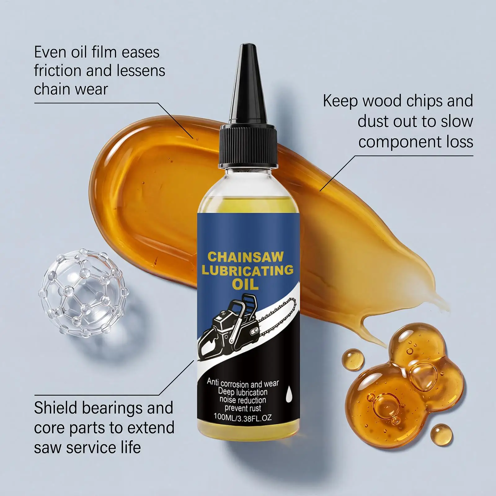 Aceite para Motosierra 100ml, Lubricante Antioxidante de Acción Rápida para Podadoras Eléctricas y de Gasolina, para Recorte de Árboles