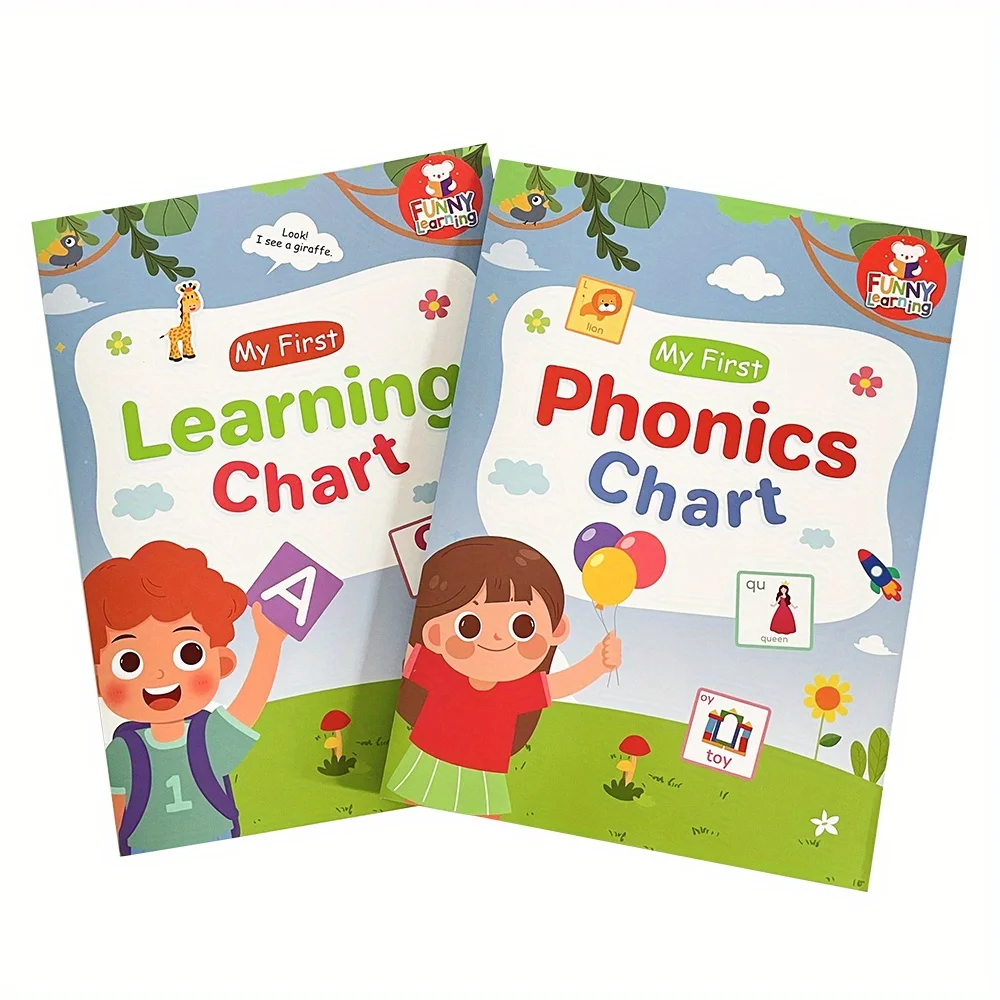 1 Book My First Learning Chart and Phonics Vocabulary Building Poster Set, Educational Teaching Aids, Homeschool Study Activity