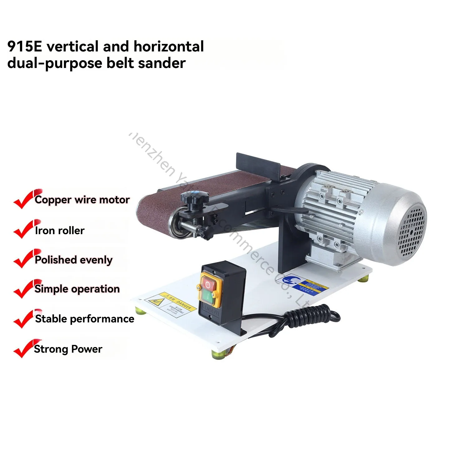 915E Vertical and Horizontal Dual Use Desktop High Speed Sand Belt Machine Metal Grinding Sand Belt Machine Polishing Machine