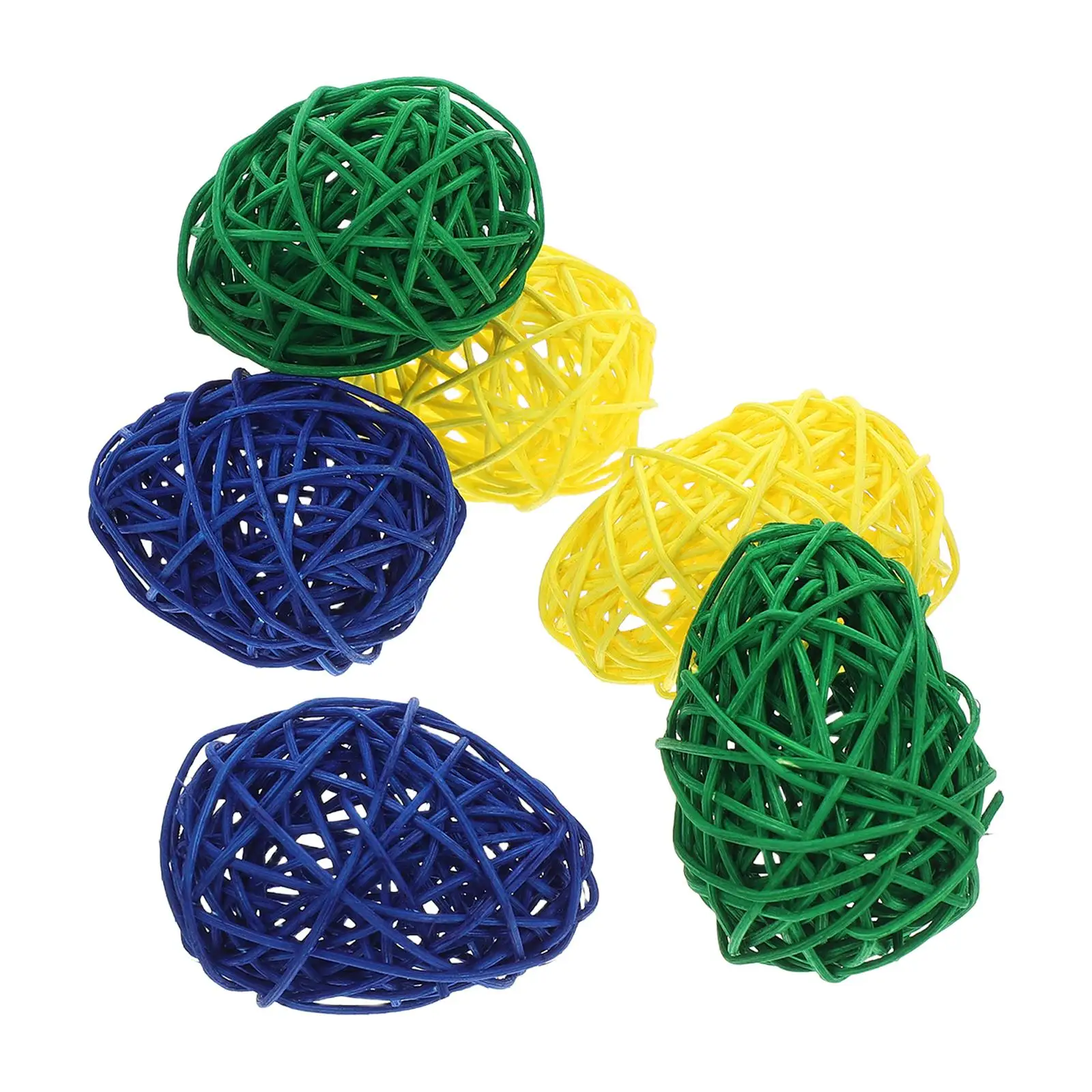 

6 Pcs Easter Eggs 6.5CM Wicker Rattan Decorative Vase Filler naments Handmade Rustic Colorful Spring Home Style