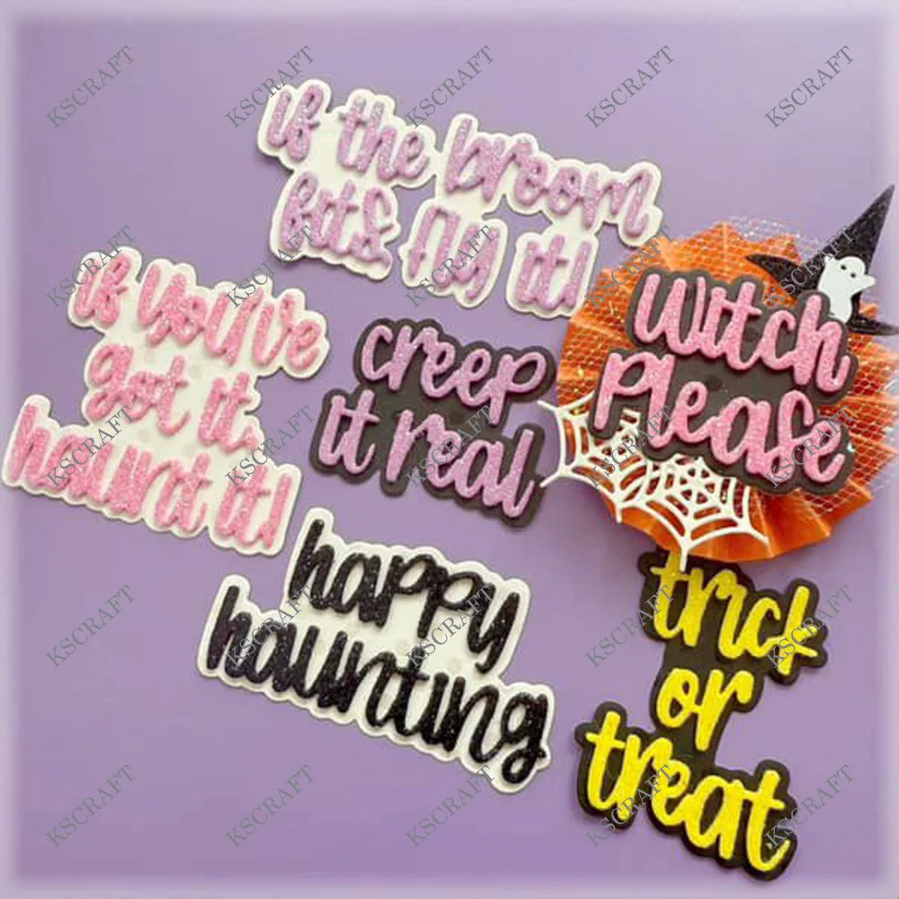 KSCRAFT 2025 Halloween Shadow Words Cutting Dies Stencils for DIY Scrapbooking Decorative Embossing DIY Paper Cards