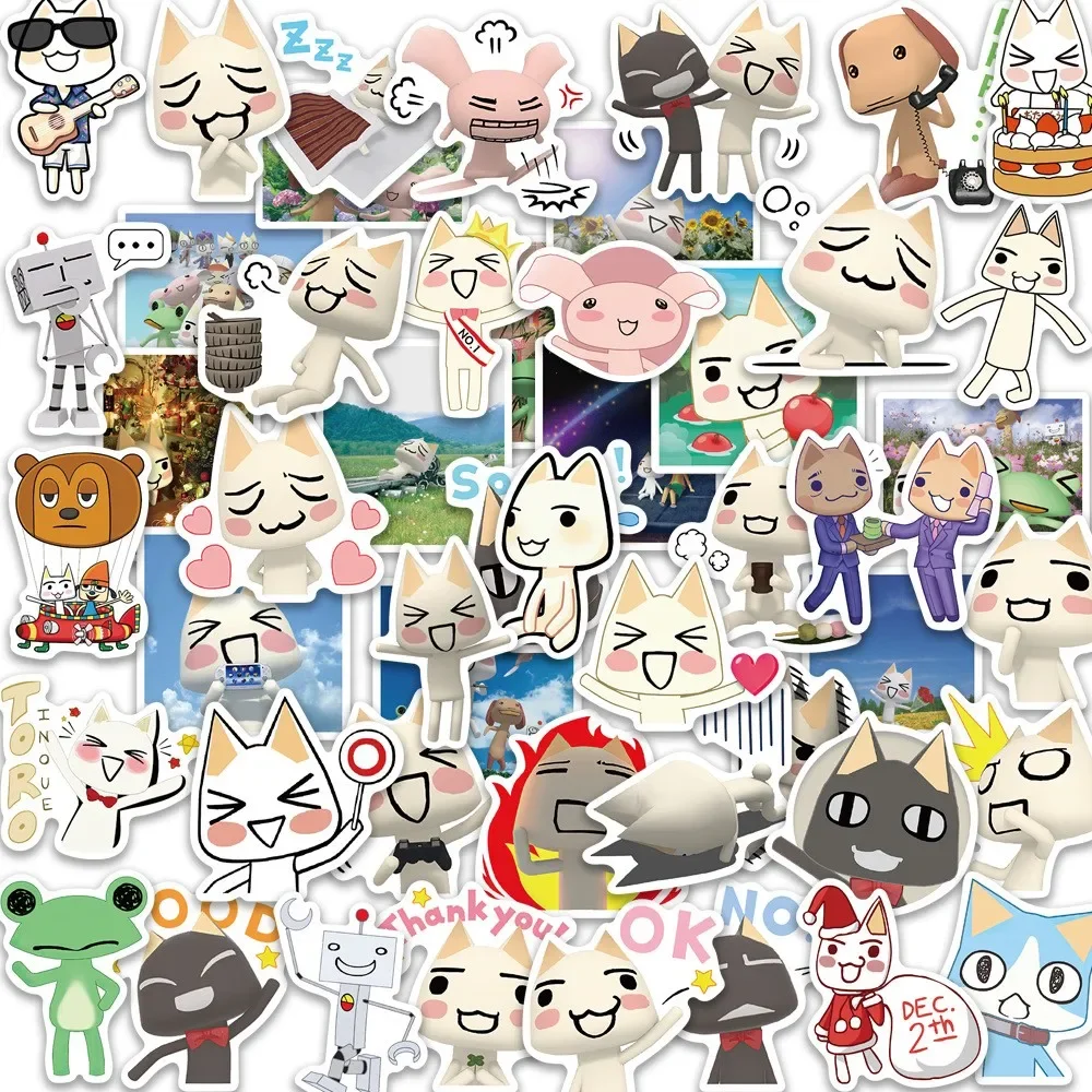 10/30/50Pcs Cartoon Toro Inoue Cat Stickers Kawaii Waterproof Graffiti Vinyl Decals for laptop Guitar Suitcase Skateboard Gift